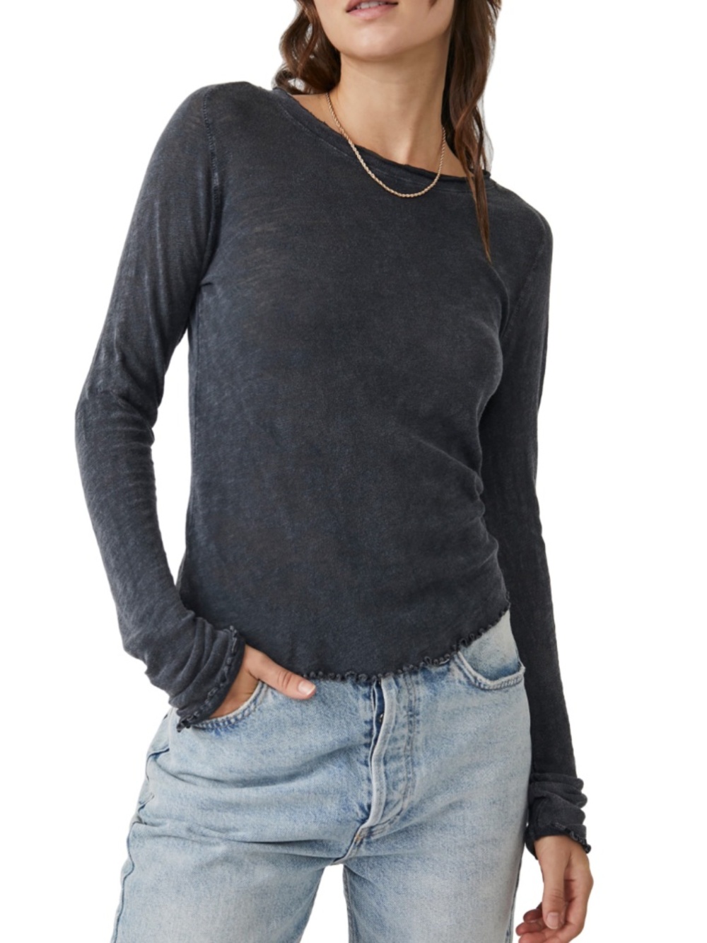 FREE PEOPLE Charcoal Black Long Sleeve, Size XS, NWT